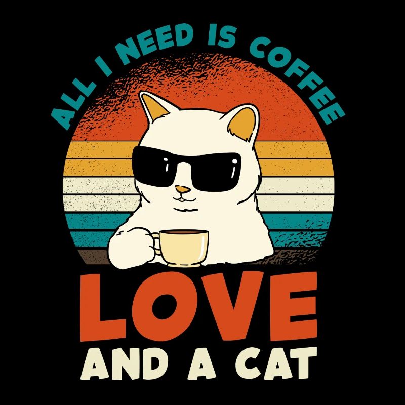 Kaffee Katze Liebe Retro