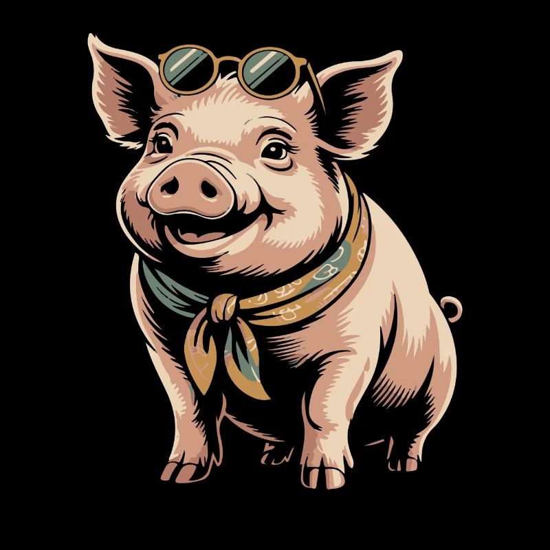 Sunglasses Pig with Scarf