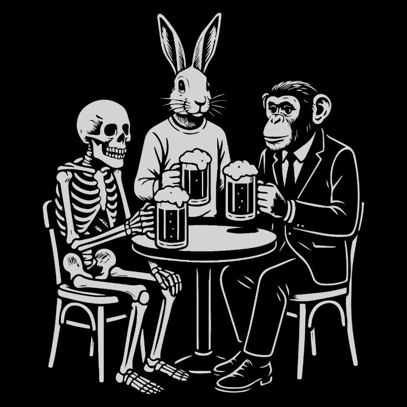Pub Night Trio: Skeleton Rabbit and monkey