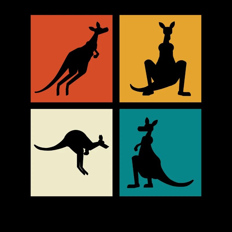 Känguru Vierbild Silhouetten