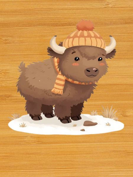 Winter bison with cap