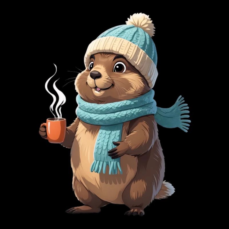 Winter Otter with Mug