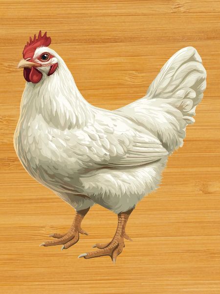 White Chicken Motif Illustration