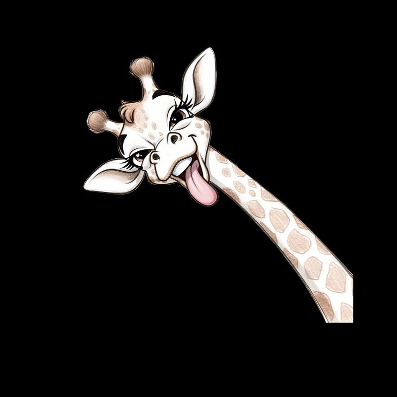 Girafe Joyeuse Langue Déployée