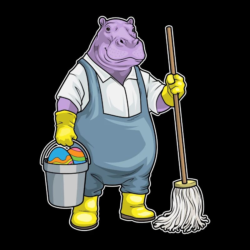 Hippopotamus Easter Cleaning