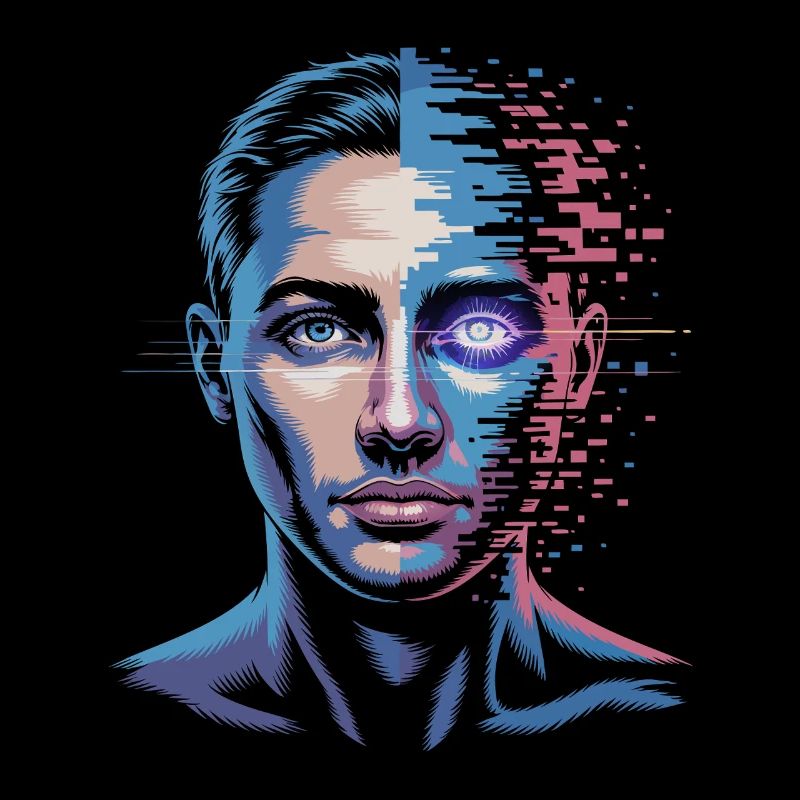 Digital human with glitch effect