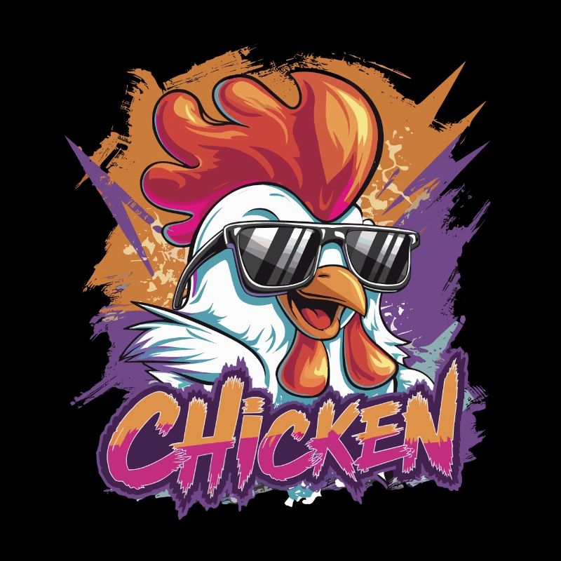 Poulet cool avec lunettes de soleil coloré