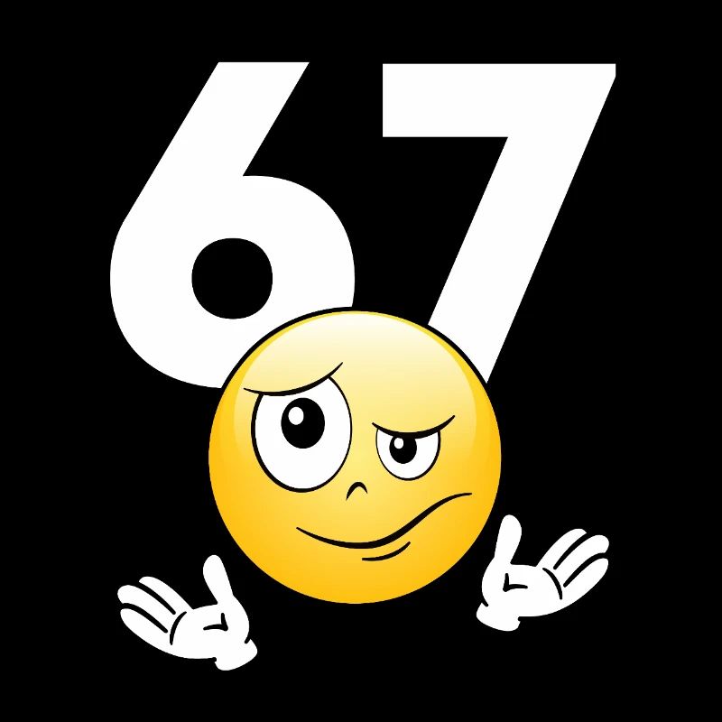 Numer 67 z emotikonem
