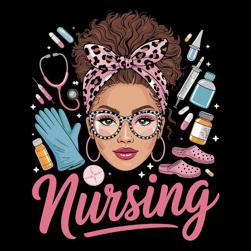 Nurse in retro pink style