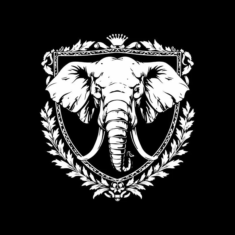 Éléphant dans un cadre de laurier