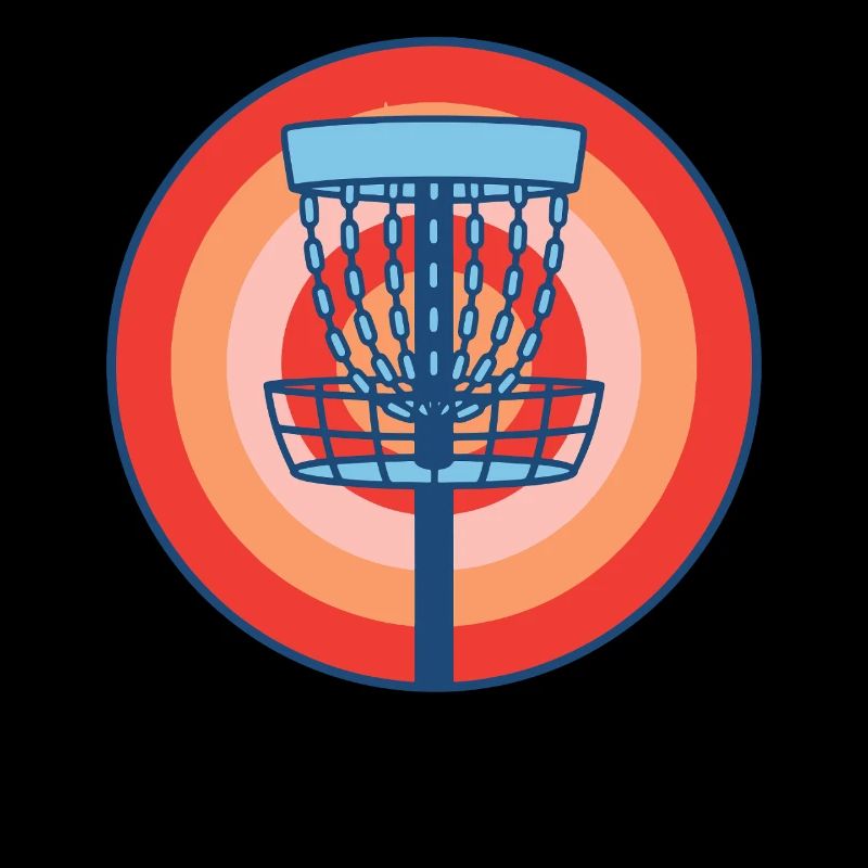 Disc Golf Basket Scène rétro du disc golf volant