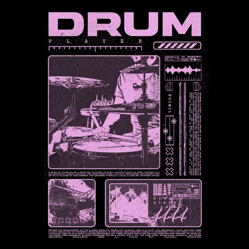 Batteur rock Drumplayer Streetwear
