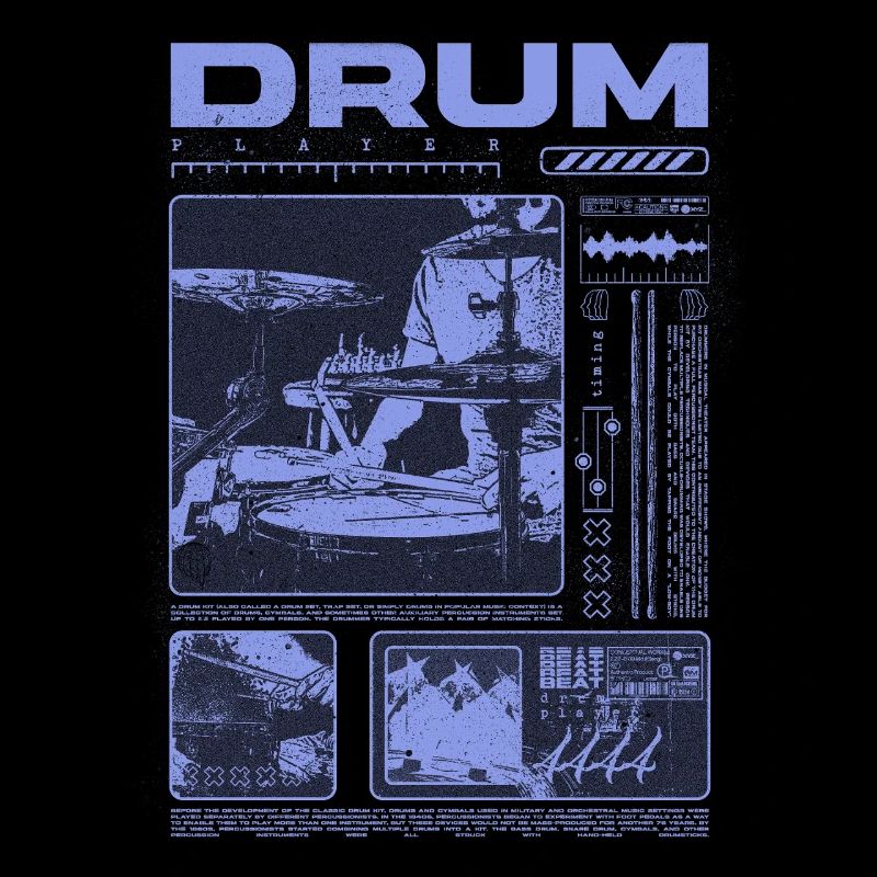 Batteur rock Drumplayer Streetwear