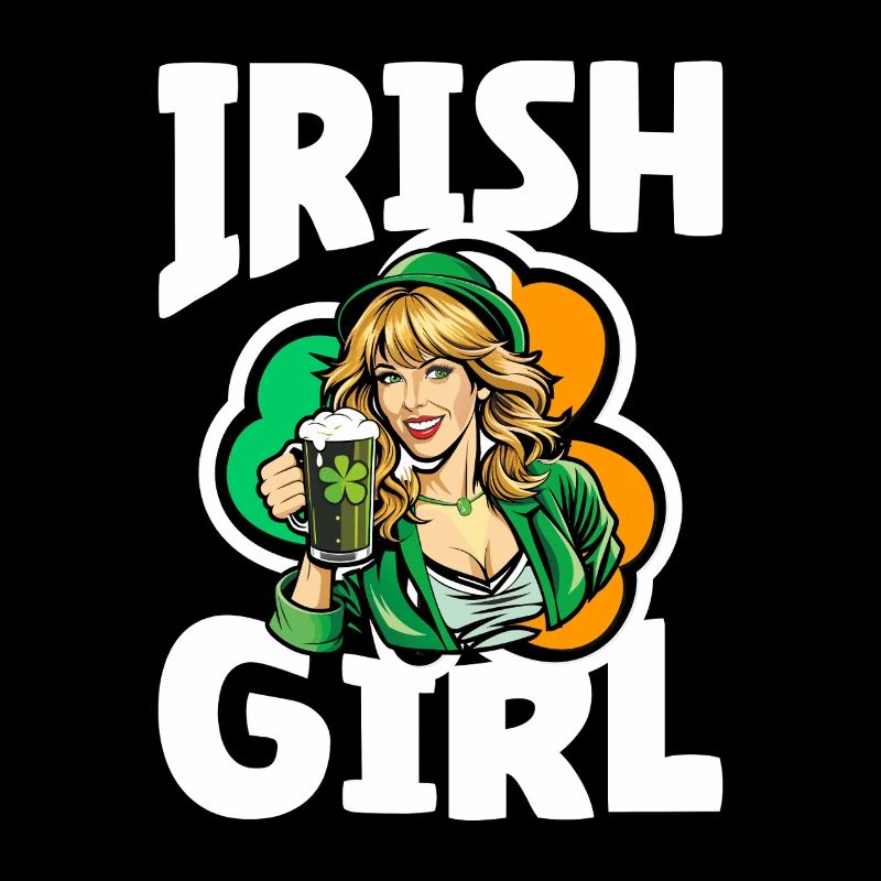 Fille irlandaise avec trèfle vert