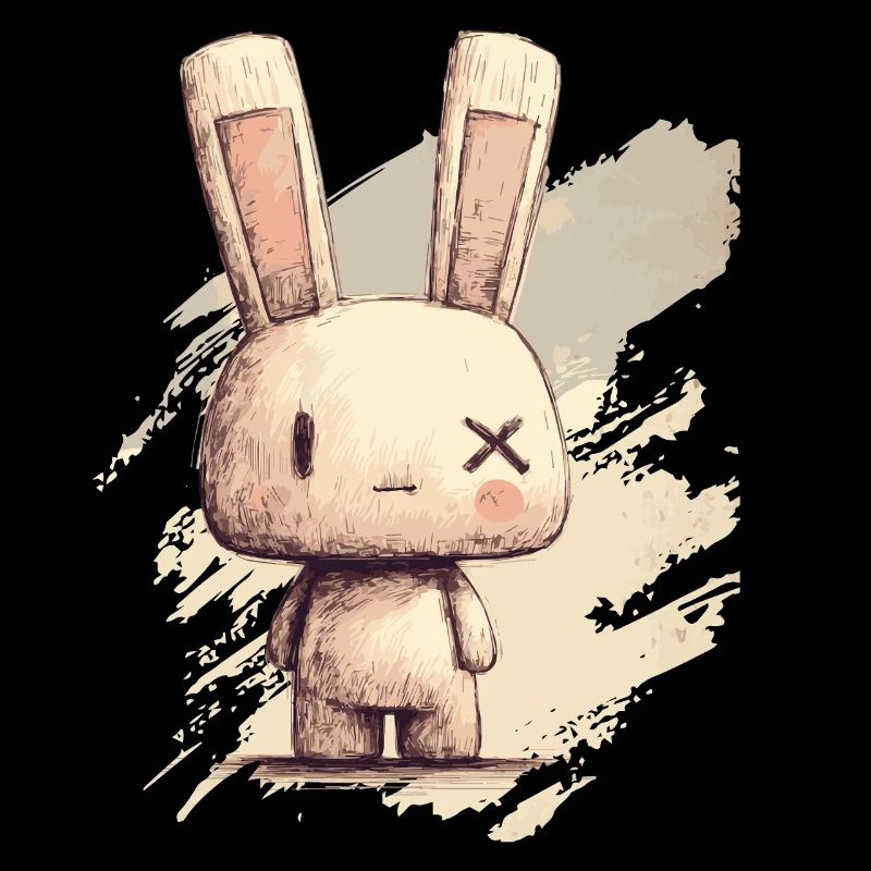 Cute rabbit with X-eyes