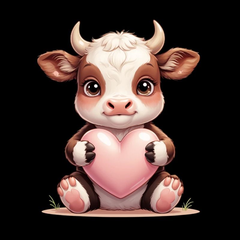 Bébé vache avec du cœur