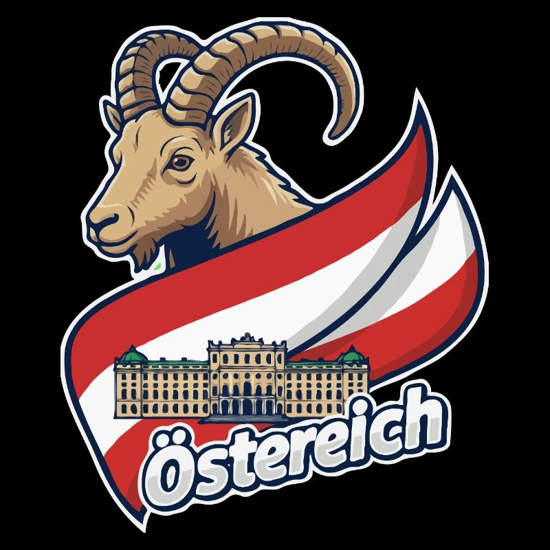 Steinbock mit österreichischer Flagge