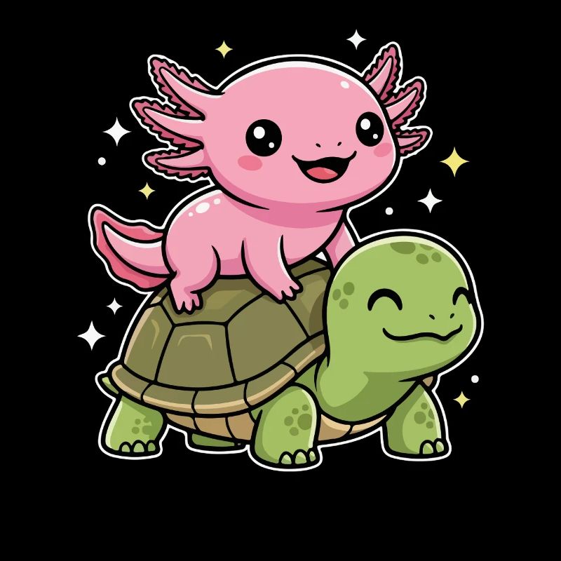 Axolotl and turtle