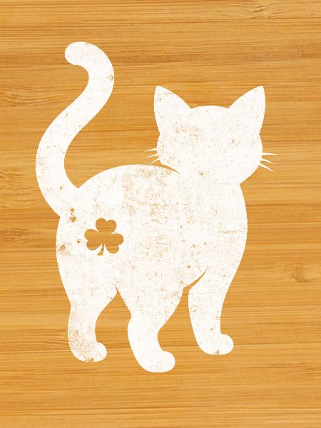 Cat silhouette with shamrock