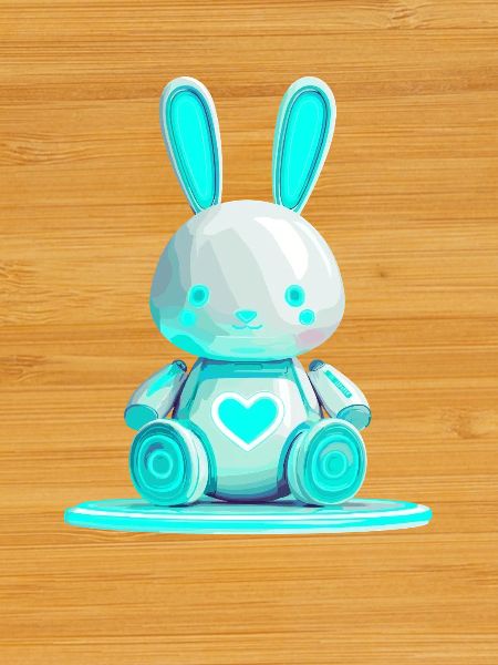 Glowing bunny robot with heart