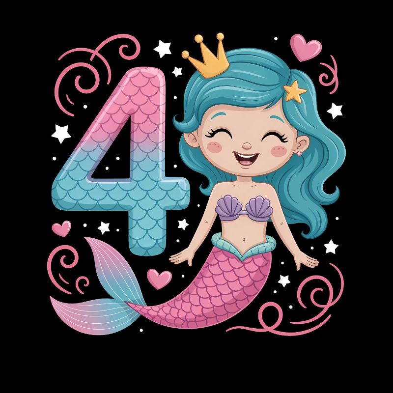 Mermaid 4th Birthday 4 Years