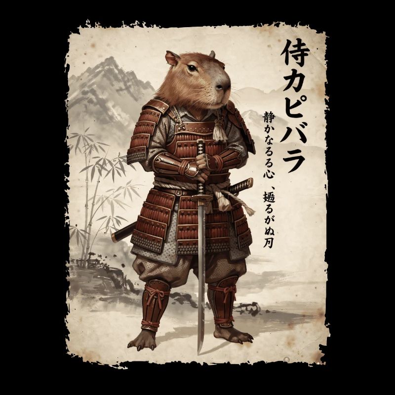 Samurai, Capybara, Japanese Art, Anime