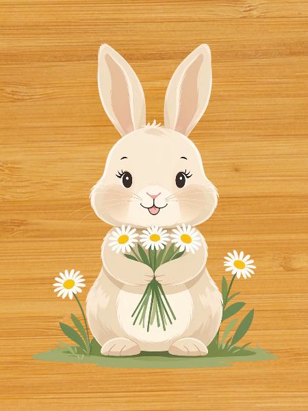 Delicate bunny with daisies