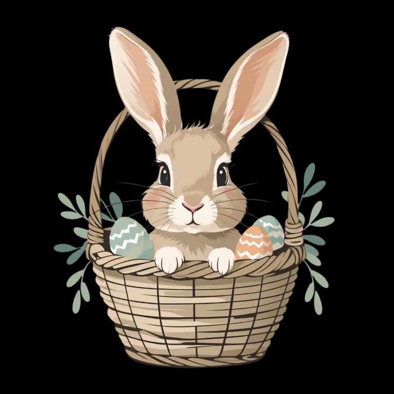 Happy Easter bunny in basket
