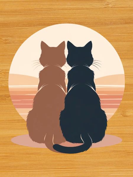 Two cats at sunset