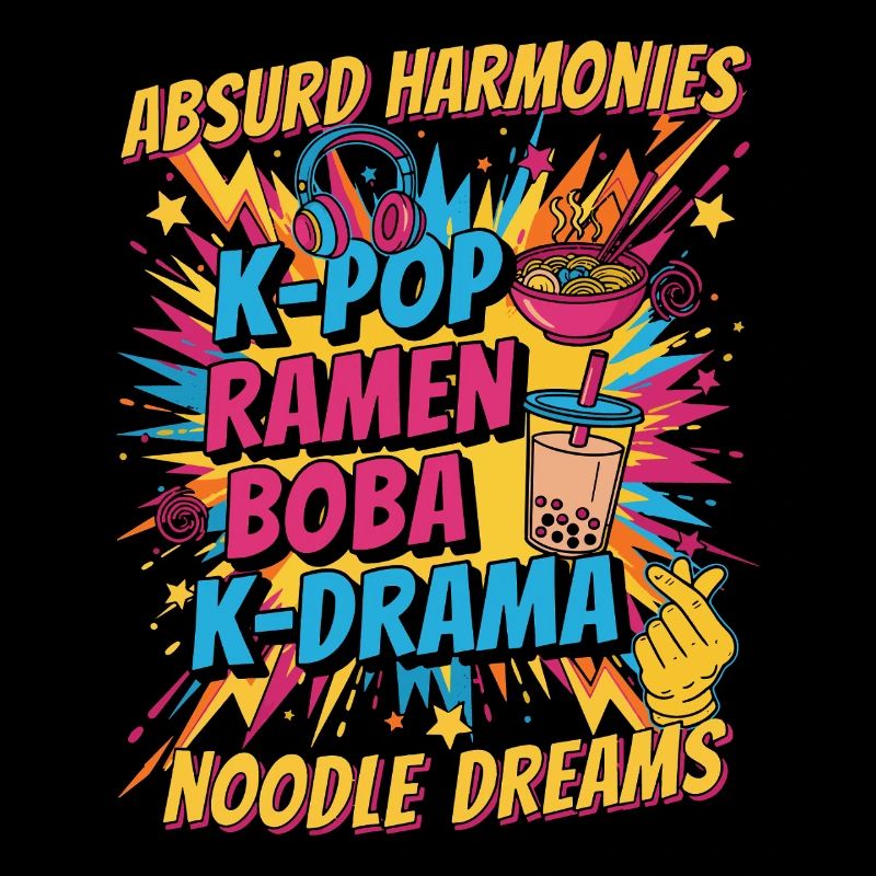 Absurde Harmonien K-Pop Ramen Boba K Drama Noodle