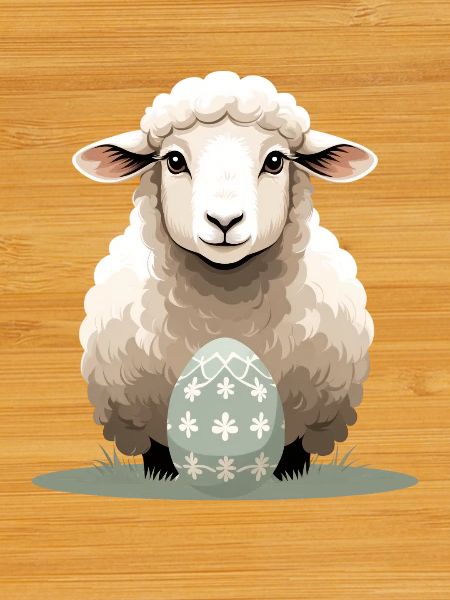 Cuddly lamb with Easter egg