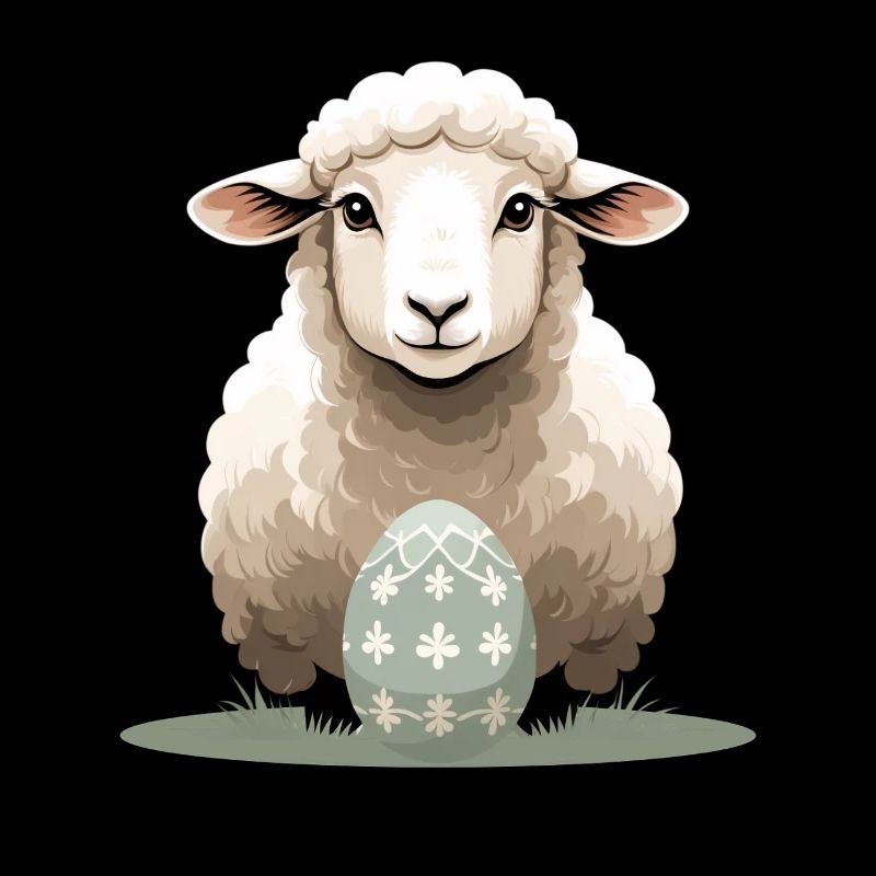 Cuddly lamb with Easter egg