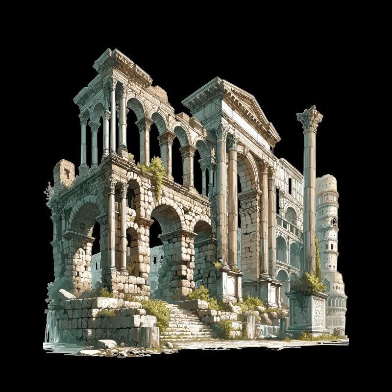 Ancient Ruins Architecture Illustration