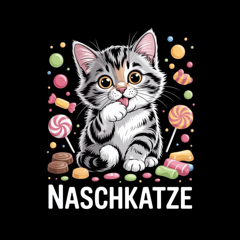 Chat doux avec motif de bonbons