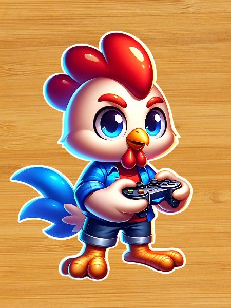 Gaming Huhn mit Controller