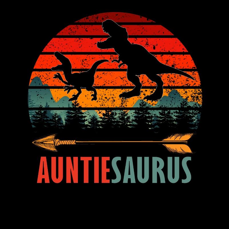 Auntiesaurus Dinosaur Aunt Retro Sunset