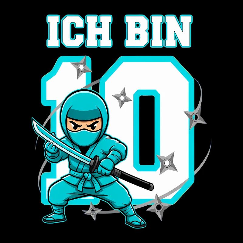 Ich bin 10 Ninja 10. Geburtstag Türkis