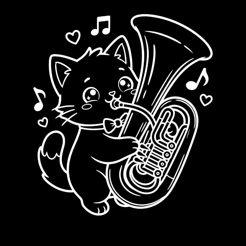 Kawaii Cat Tuba Player
