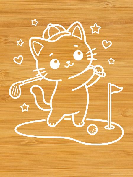 Kawaii Cat Playing Golf