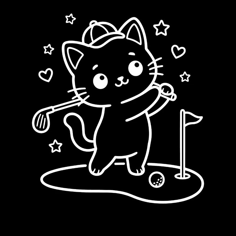 Kawaii Cat Playing Golf