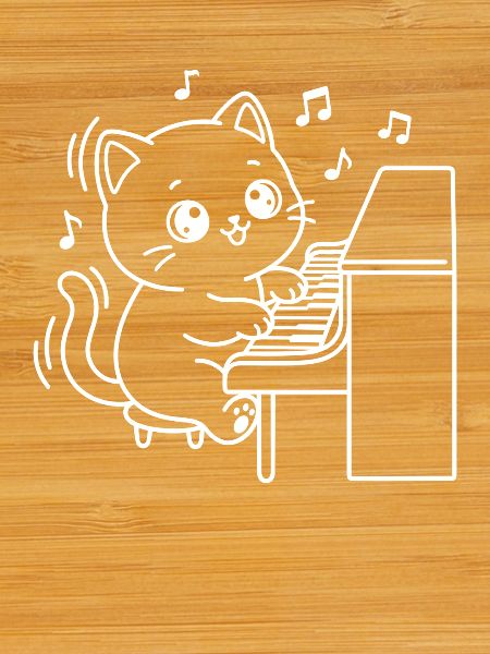 Piano Kawaii Cat Pianist