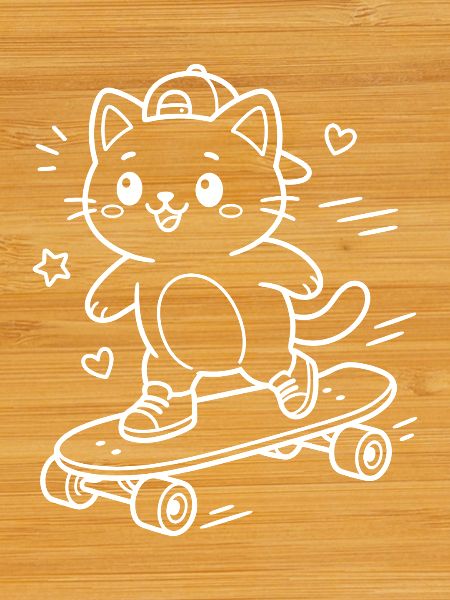 Skateboarding Kawaii Cat