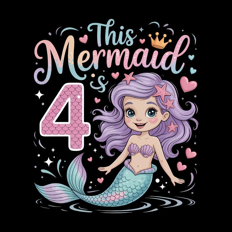 Mermaid 4th Birthday 4 Years