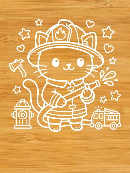 Kawaii Cat Firefighter