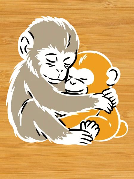 Monkey Hug Duo Illustration