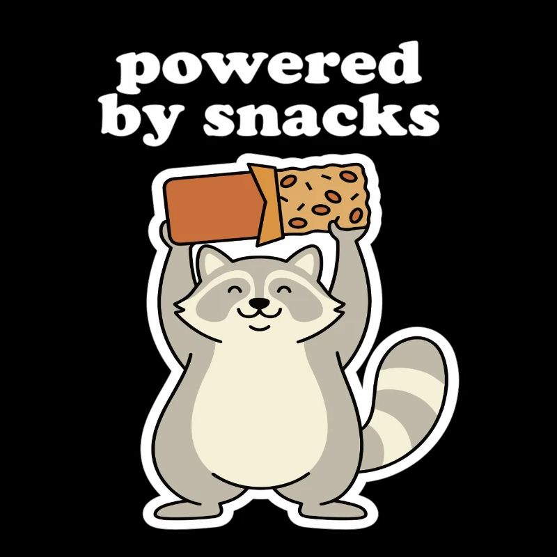 Powered by Snacks Waschbär Motiv