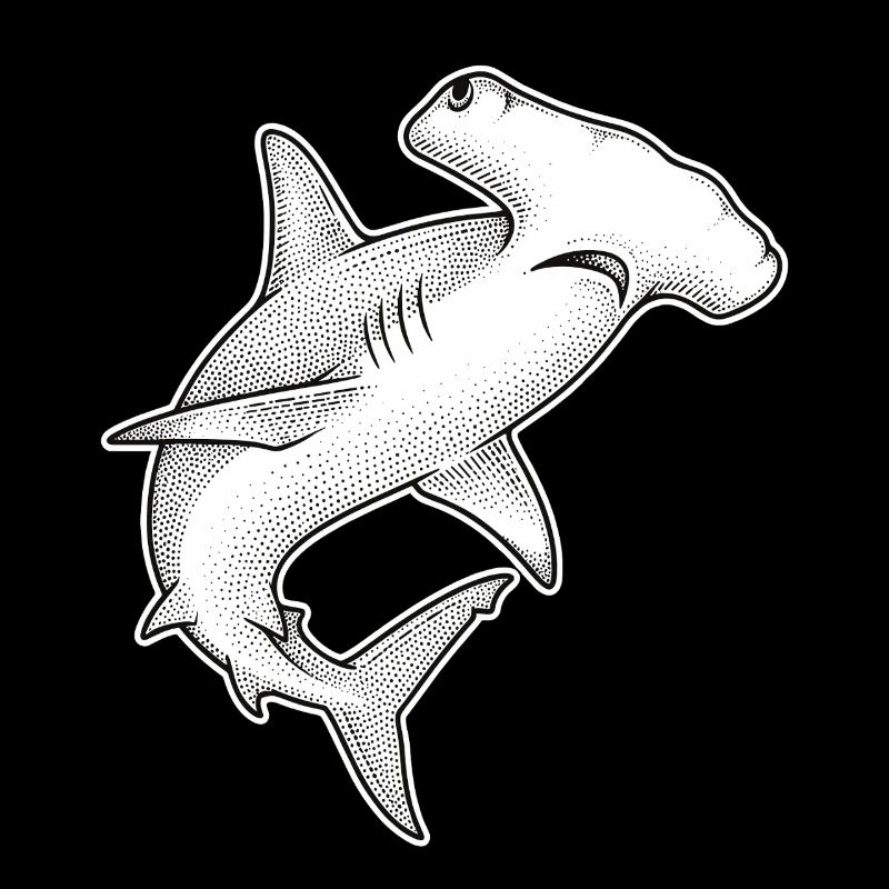 Illustration en points du requin-marteau