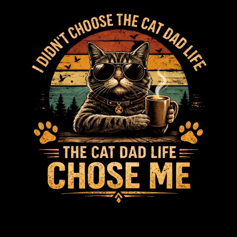 Vie de papa chat – Chat avec des lunettes de soleil et vin à café