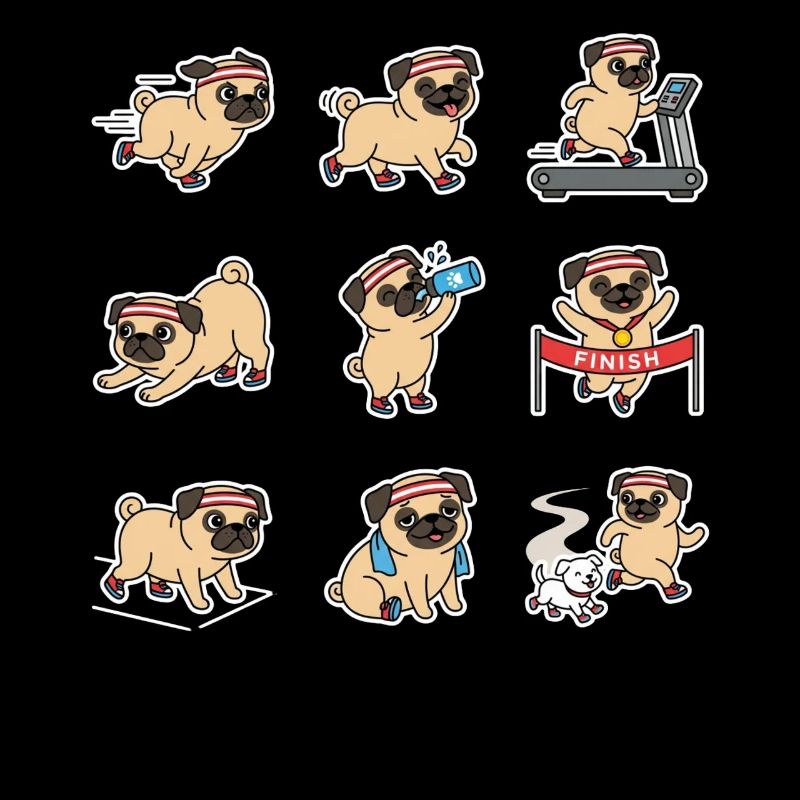 Funny Pug Jogging Marathon Runner