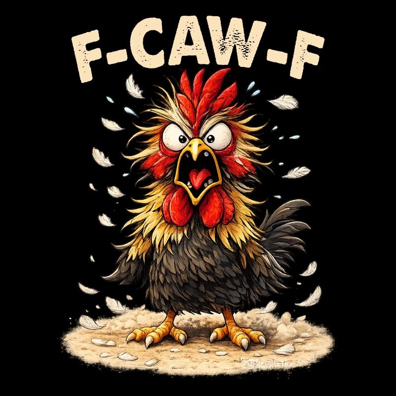 F-Caw-F Graphique drôle de mème de coq de poulet